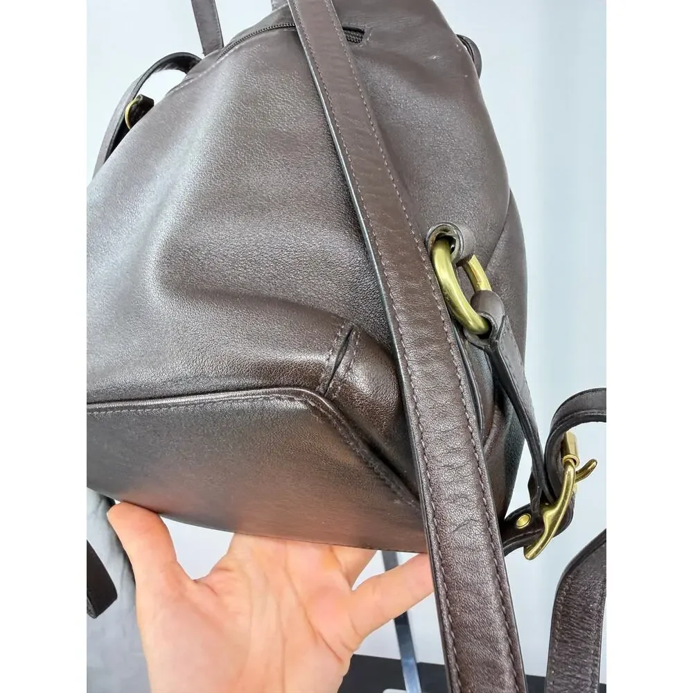 Vintage Coach Legacy Backpack 09368 Brown Leather Drawstring Turnlock Bag Y2K - Picture 8 of 16